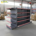 Supermarket Convenience Store Gondola Rack Double-Sided Heavy Duty Metallic Perforated Shelf Epoxy Powder Coated Quick Modern