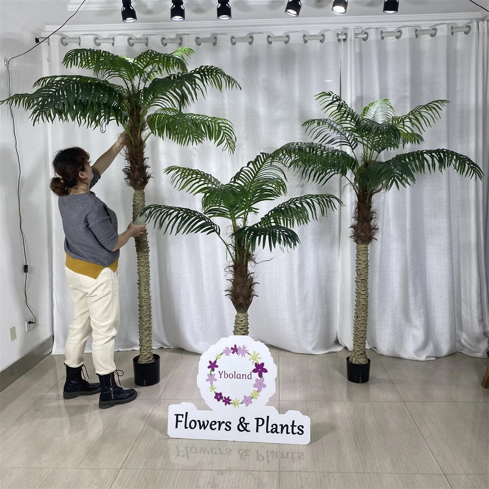 A1290 5 - 10 FT Large 9FT Fake Potted Bonsai Trees 2m Big Plastic Artificial Indoor Outdoor Decor Plant Tropical Areca Palm Tree