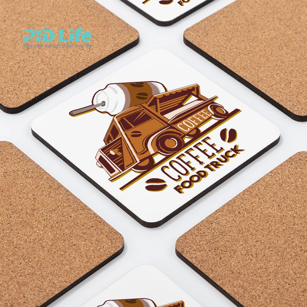 PYD Life Wholesale Custom Round Square Mdf Promotional Sublimation Blanks Tumble Mugs and Square Coasters with Cork