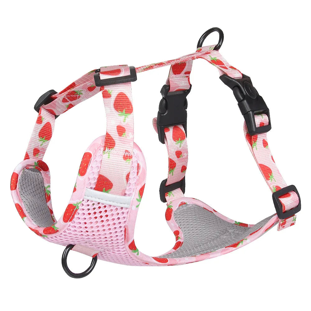 Maychan Cute Colorful Print Polyester Reflective Explosion-proof Dog Harness Outdoor Control Walking Vest Type Pet Harness
