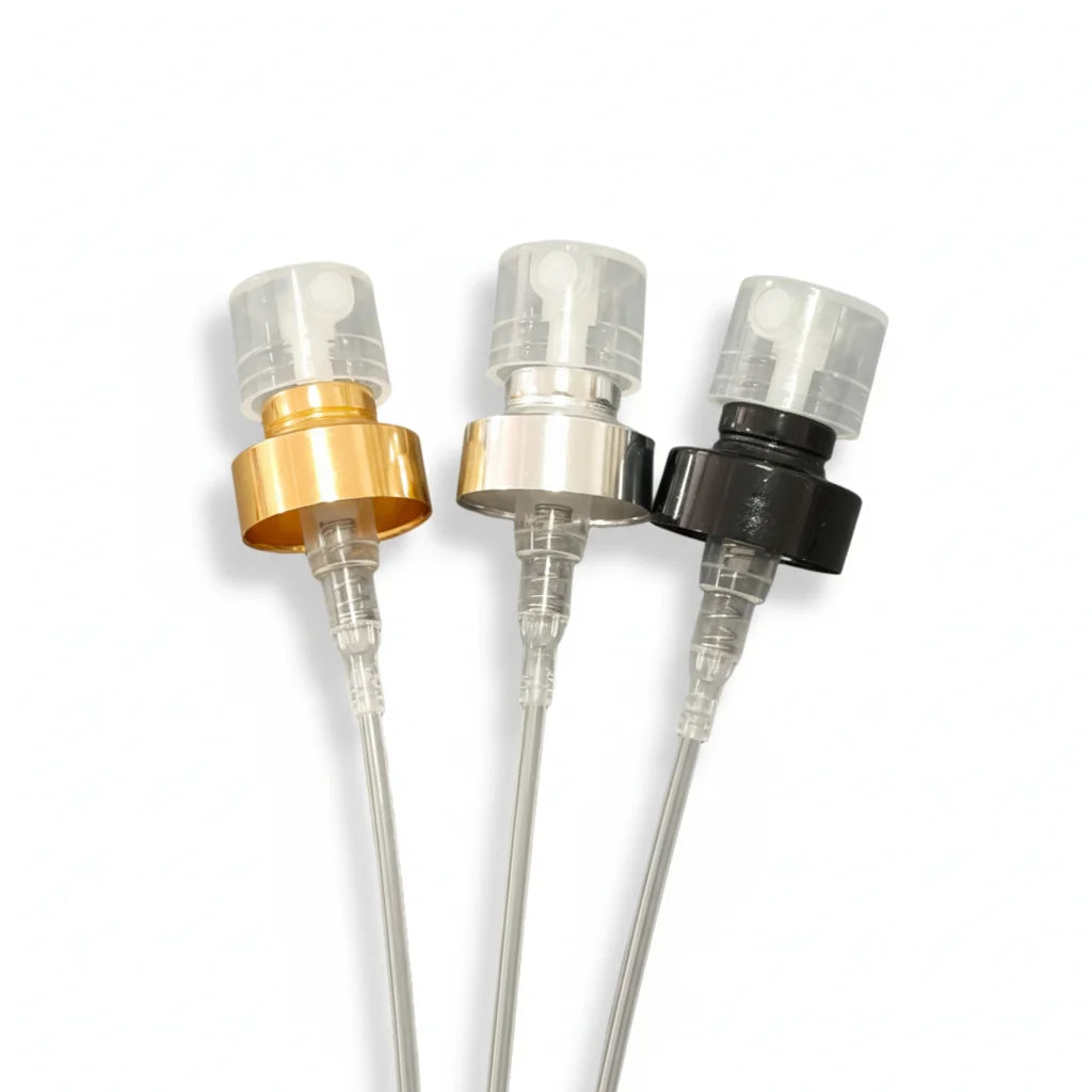 Free Sample Aluminum Silver Non Spill Crimp Bottle Stopper 15mm Glass Snap Bottle Pump Perfume Sprayer