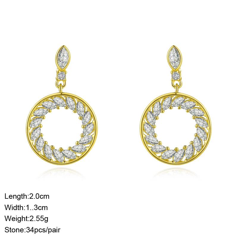 Fashion Trendy Earring Sterling Silver 925 Jewelry Gold Plated Women Studs Zirconia Earrings Wholesale