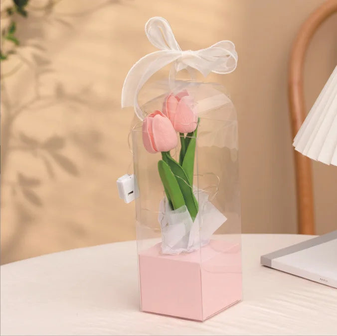 XJH Adorable Little Rose Gift Box for Valentine's Day Includes Light String & Soap Flower Sent with Love-Teacher's Day Gift