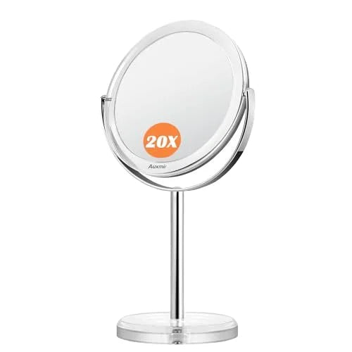 Gmagic Double-Sided Round Marble Design Iron Frame Desk Cosmetic Mirror with Magnification for Daily Makeup
