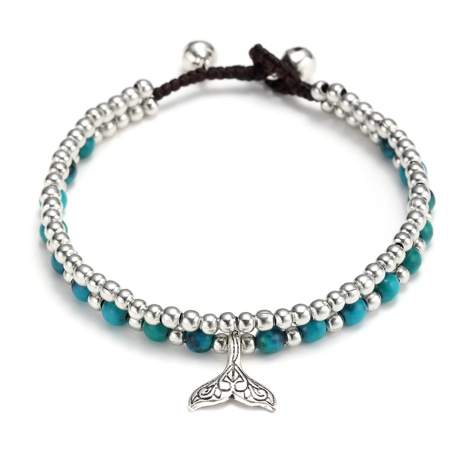 Minimalist Original Design Handmade Stone Beaded Dolphin Tail Charms Bracelets Bohemian Stainless Steel Ocean Beach Jewelry Gift