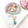 MN35023 Wholesale Teardrop Mala Necklace 108 Beads Sunstone Amazonite Kunzite Yoga Prayer Boho Jewelry Daily Wear