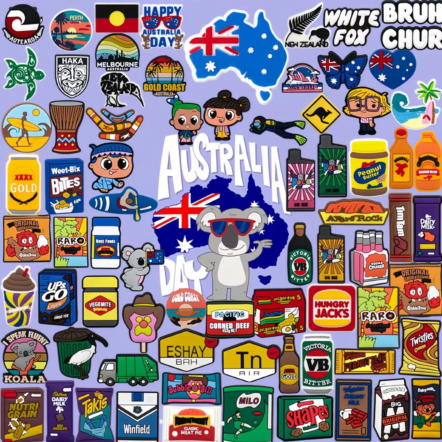 Customized Wholesale 2D Pvc Diy Clog Australia Day New Zealand Shoe Decorations Custom Koala Beer Gold Coast Food Shoe Charms