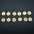 Good Quality Wholesale 18K Gold  Plating Horoscope Round Various Shape Charms Pendant for Jewelry Women Bracelet Necklace Making