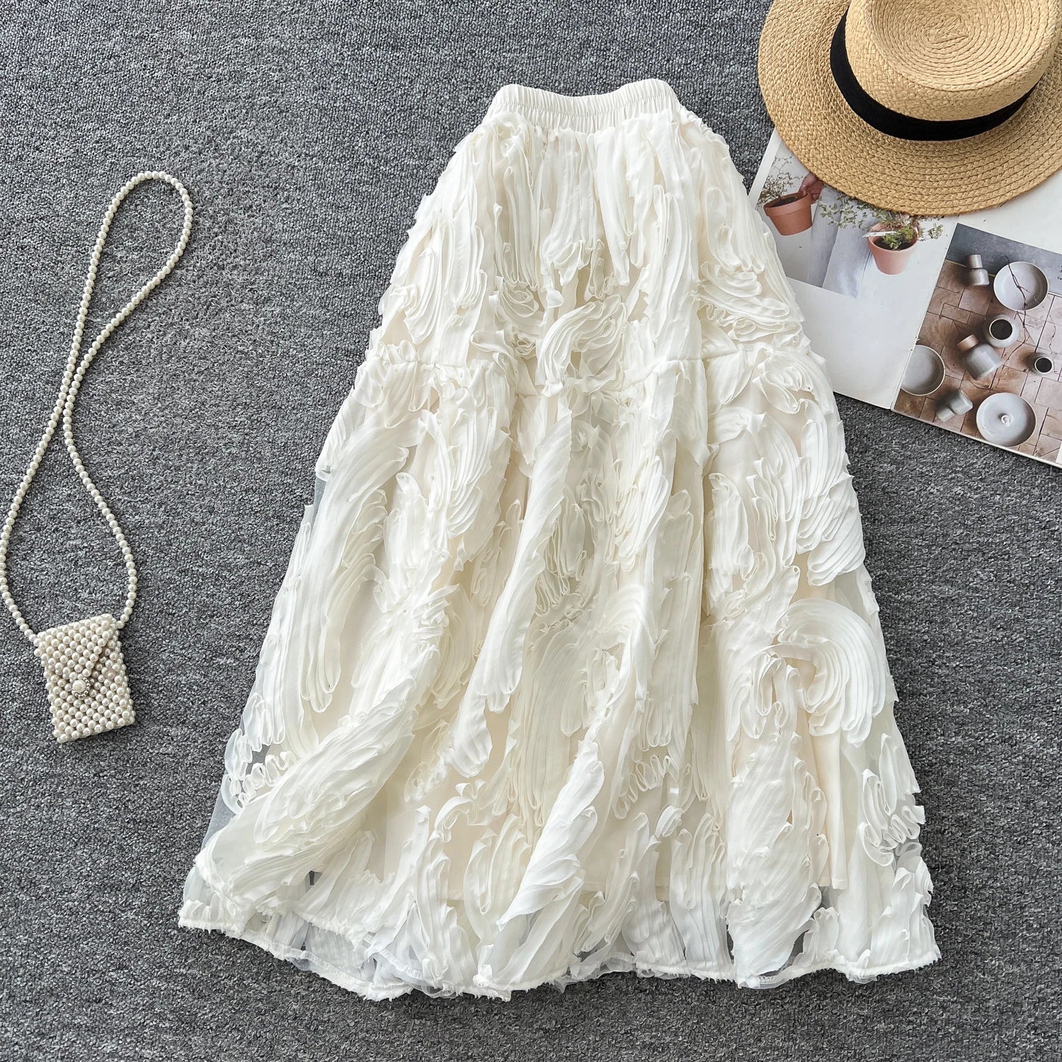 Boutique Wholesale 2025 Spring New Fashion Retro High Waist Versatile Slimming A-line Elegant Women's Half Skirt