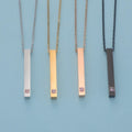 Personalized Necklace Engraving Steel Vertical bar Crystal Rectangular Pendant Necklace Gold Plated