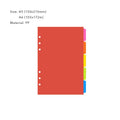 A5 Loose-Leaf Plastic Divider Pages 5 Sheets Per Set with 6 Holes PP Index Page Blank Tab Planner