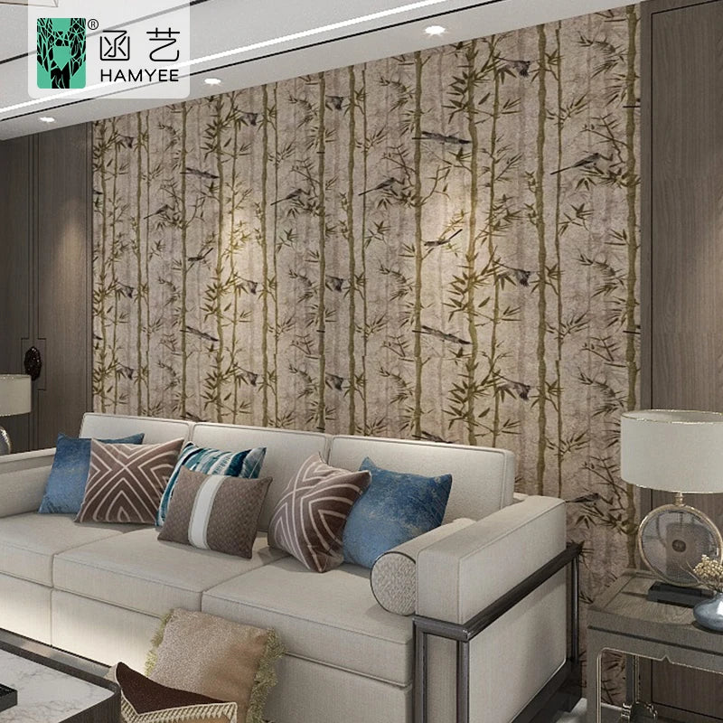 PVC Bamboo Style Chinoiserie  Wall Paper Peel and Stick Free Wallpaper Samples Wallpapers for Bedrooms Room 3d