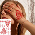 Free Sample Full Hand Red Henna Temporary Tattoo Stickers Henna Maroon Henna Tattoo Stickers
