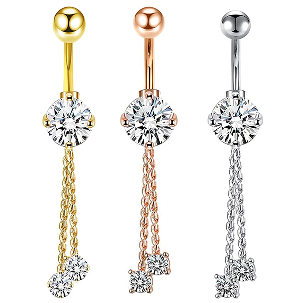 14G Belly Button Rings Dangle for Women Surgical Steel Navel Rings Body Piercing Jewelry