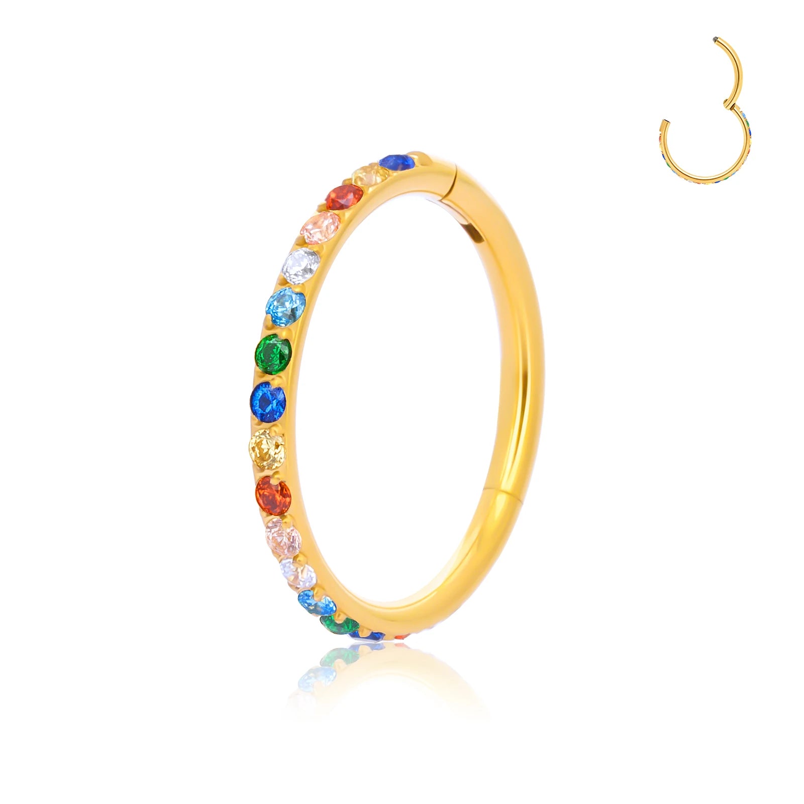 ASTM F136 Titanium Gold Plated Fashion Colorful Press Fit Septum Clicker Nose Ring Body Piercing Jewelry