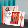 Ready for Ship 24 Piece Tableware Gold Plated Dinner Knife Spoons Forks Stainless Steel Cutlery Set with Christmas Gift Box