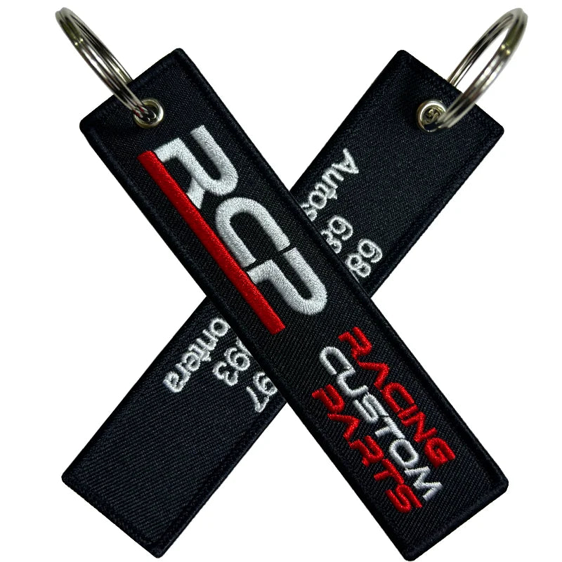Modern Design Custom Logo  Letter  Soft Flexible Strap Embroidery Jettag  Purse Embroidery Keychain for Car Key