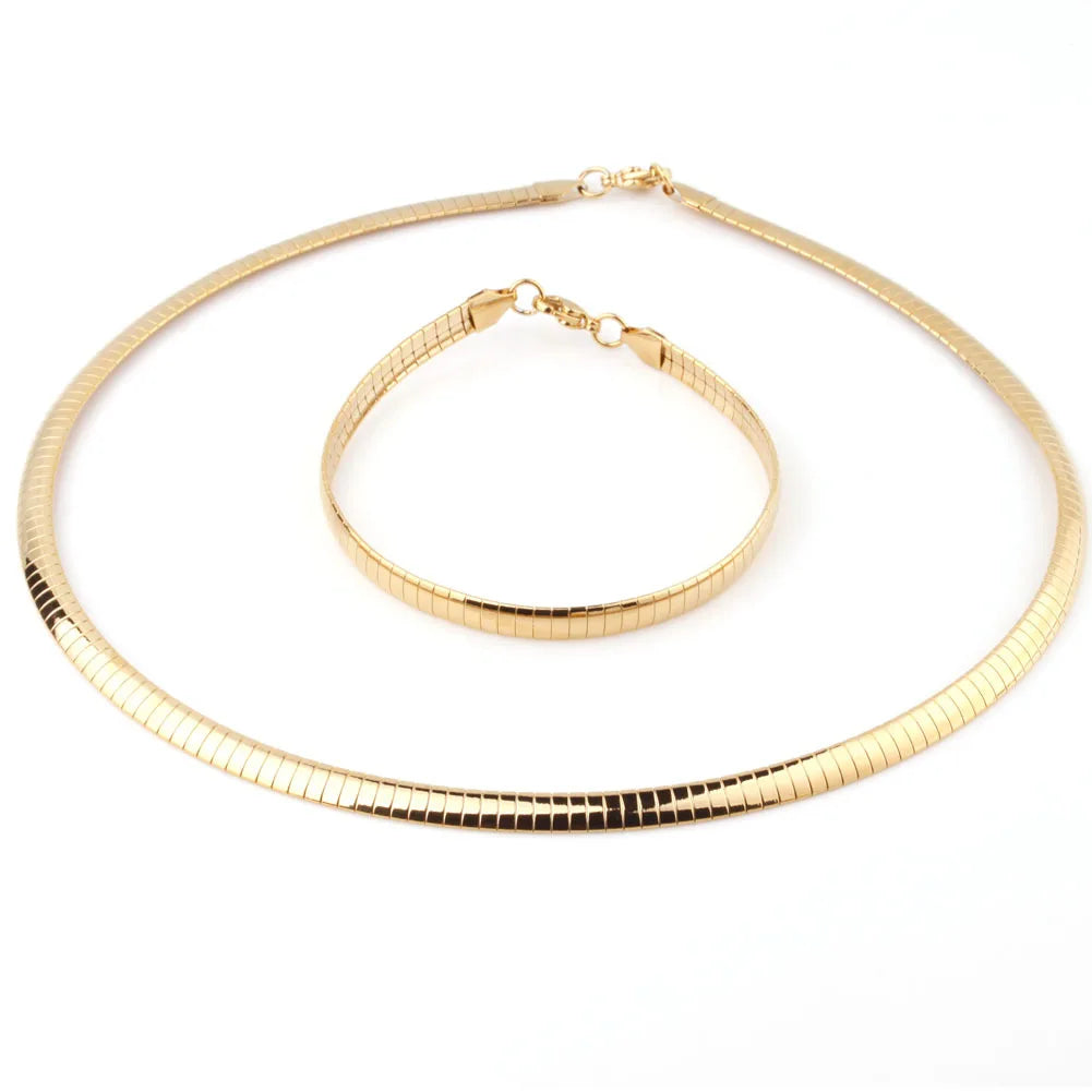 6MM Stainless Steel Necklace Bracelet Set European Meijia African Hip Hop Accessories
