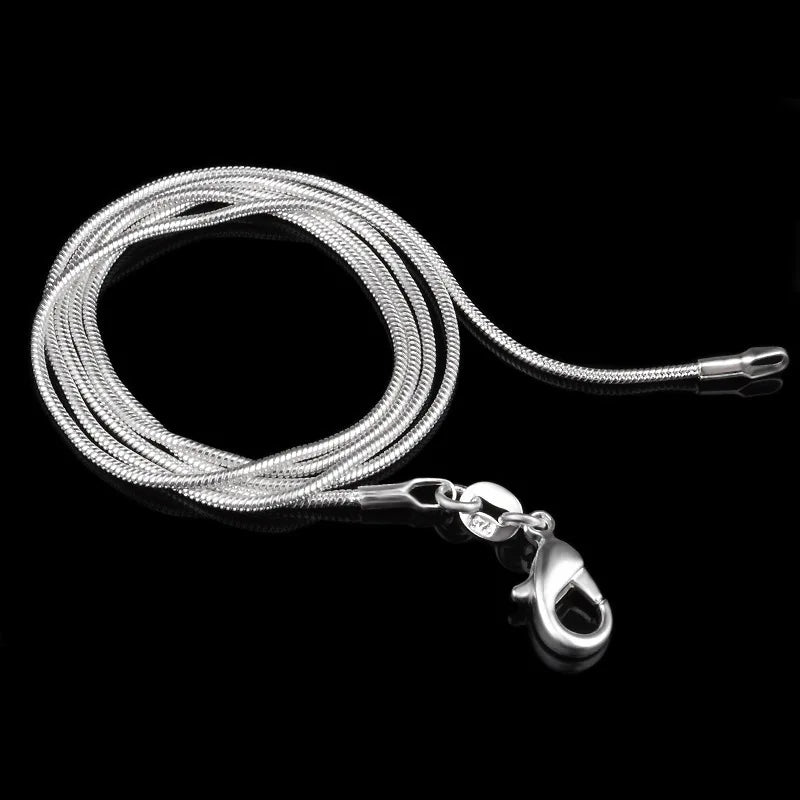 Rinhoo Long 16-24inch Authentic Solid Silver Chokers Necklaces 1mm Snake Chains Necklace for Women