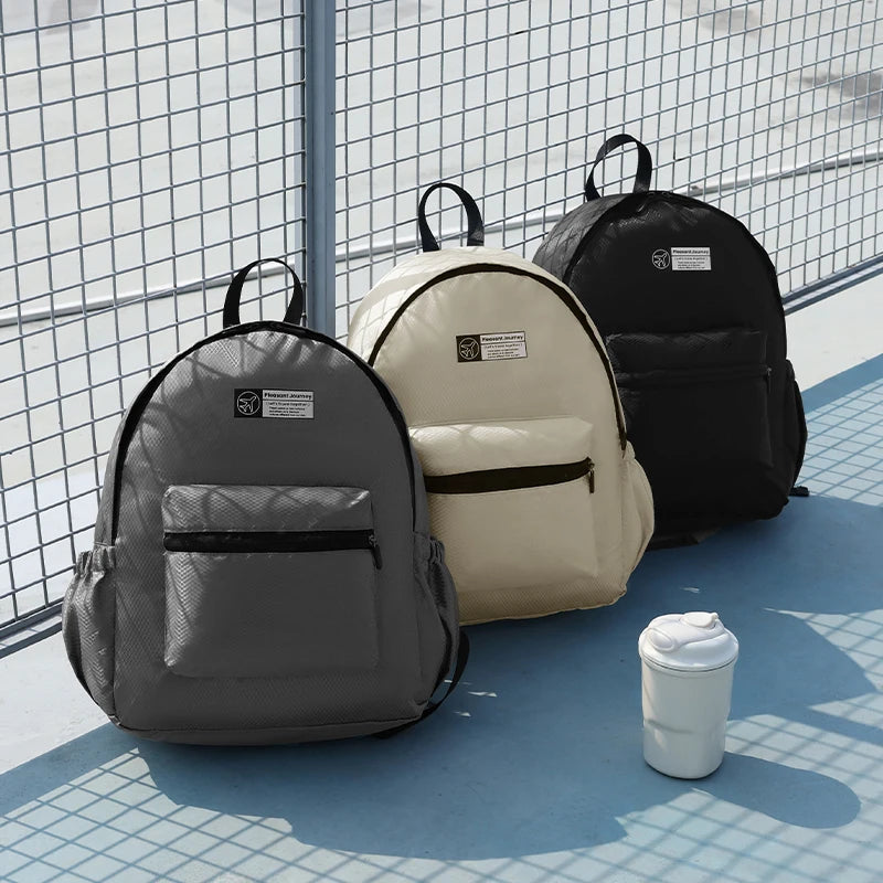 Korean Large Capacity Lightweight Polyester Backpack Durable Zipper Dual Polyester Diamond Chain for Leisure Travel Beach Use