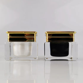 Small Amount Custom logo 50ml Cosmetic Acrylic Skincare Cream Jar PLASTIC JARS WITH GOLD LID Eco Friendly Cosmetic Containers