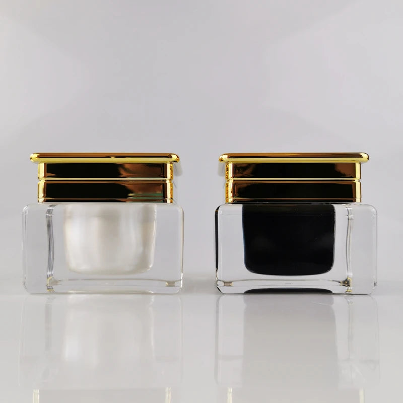Small Amount Custom logo 50ml Cosmetic  Acrylic  Skincare Cream Jar PLASTIC JARS WITH GOLD LID Eco Friendly Cosmetic Containers