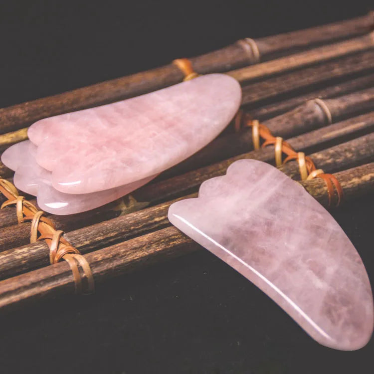 DIY Hottest sale feather shaped Crystal Rose Quartz guasha 100% natural Crystal gua sha tool
