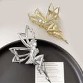 Korean Fashion Girl Hair Clip Elegant Ponytail Hair Jaw Clip Metal Rhinestone Butterfly Hair Claw