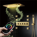 Phone Control Music Led Shower System Brushed Gold Thermostatic Shower Combo Set