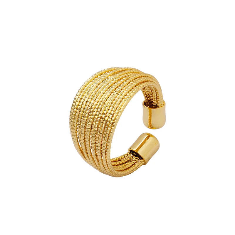 Fashion Layer Line Half Circle Ring Women's Simple Stainless Steel Ring