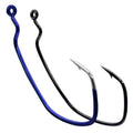 4#-2/0# Fishing Worm Jig  Hook Soft Bait High Carbon Steel Rustproof Blue Black for Saltwater Freshwater Fishing