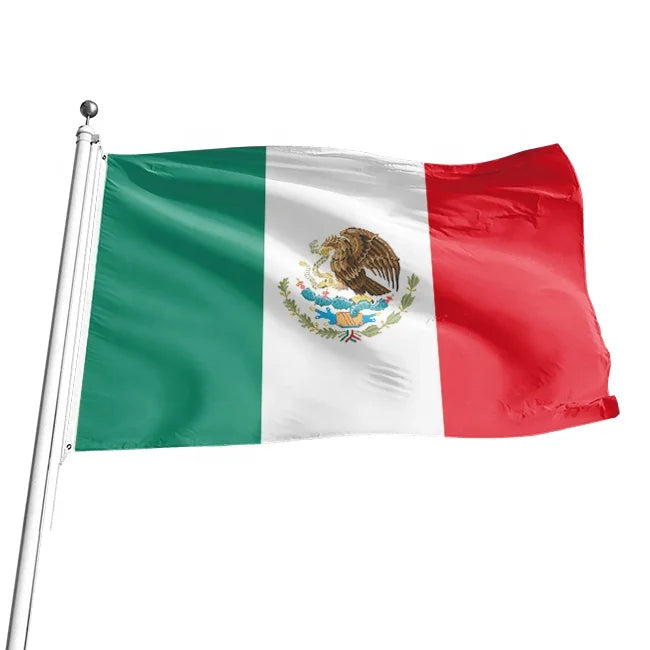 Promotional 3*5ft Mexican flag digital printing polyester fabric thickened outdoor Mexican flag