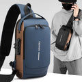 Blue Crossbody Chest Bag With USB TSA Lock Anti-theft Shoulder Bag Fashion Cool Sling Bag Waterproof Custom Logo Sling Bag