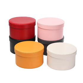 Custom Pu Leather Paper Factory Wholesale Supplier Round Luxury Gift Leather Box