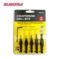 SUBORUI HSS Titanium 5PCS Quick Change Hex Shank Countersink Screw Wood Drill Bit Set for Wood Woodworking