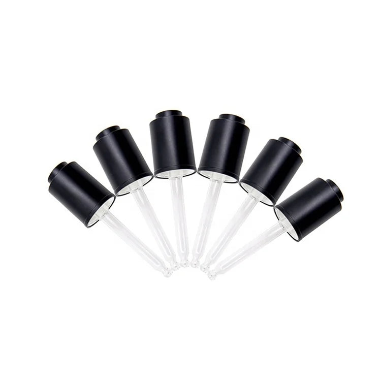Press Push Button Dropper Cap Cosmetic Serum Plastic Bottles Customized Screw Cap Black and White Plastic Dropper Bottle