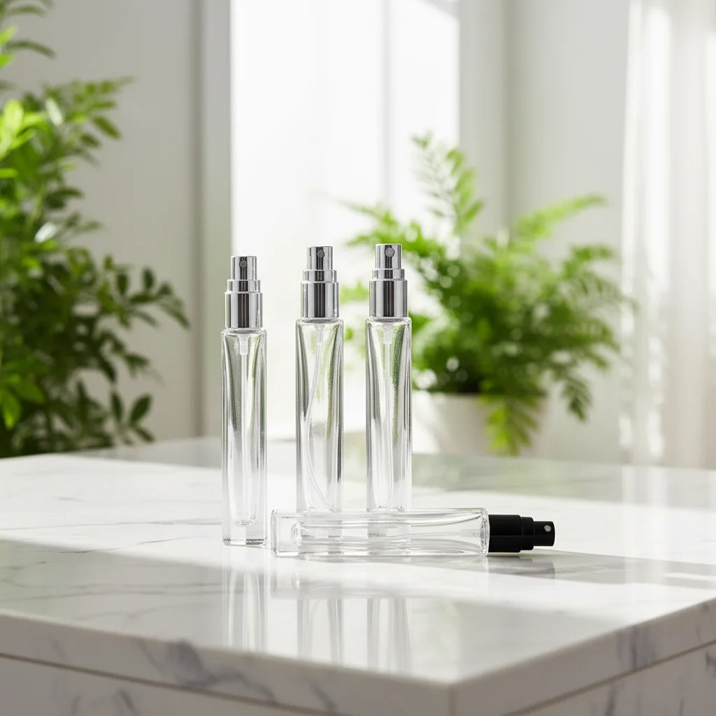 Custom Logo Mini Perfume Bottle 3ml 5ml 8ml 10ml Clear Sample Refillable with Pump Sprayer for Wigs