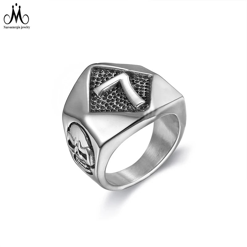 Neo-Gothic Men Stainless Steel Ring Jewelry Number 7 Colourfast Chunky Finger Ring for Men