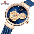 NAVIFORCE 5013 Watch Fashion Ladies Flower Dial Elegant Dress Bracelet Business Waterproof Clock Women Watches Relogio Feminino