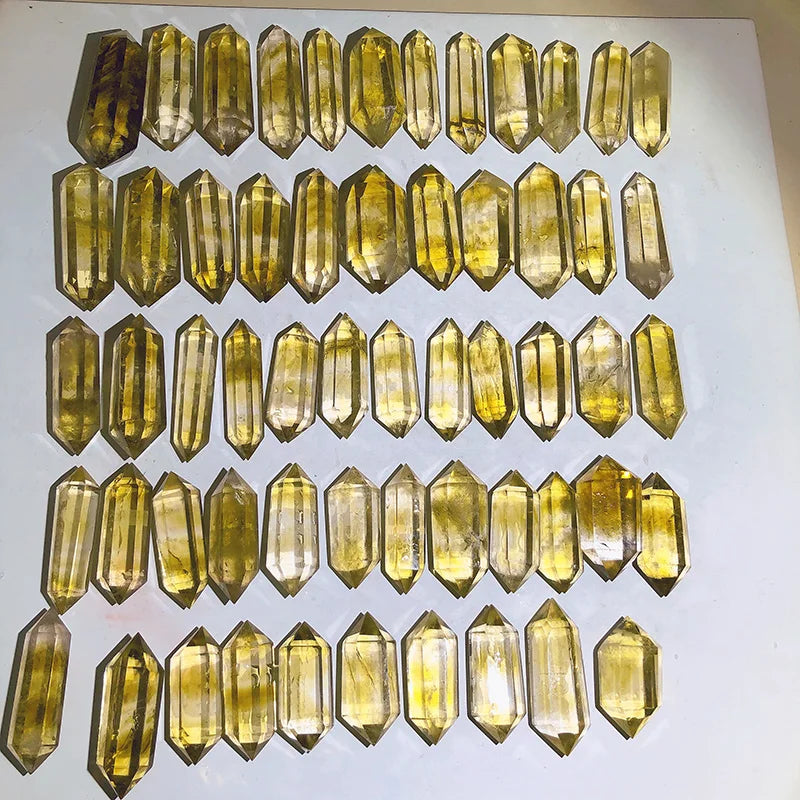 Wholesale Polished Gemstone Citrine Double Points Yellow Quartz Tower Healing Crystal Tower Wand
