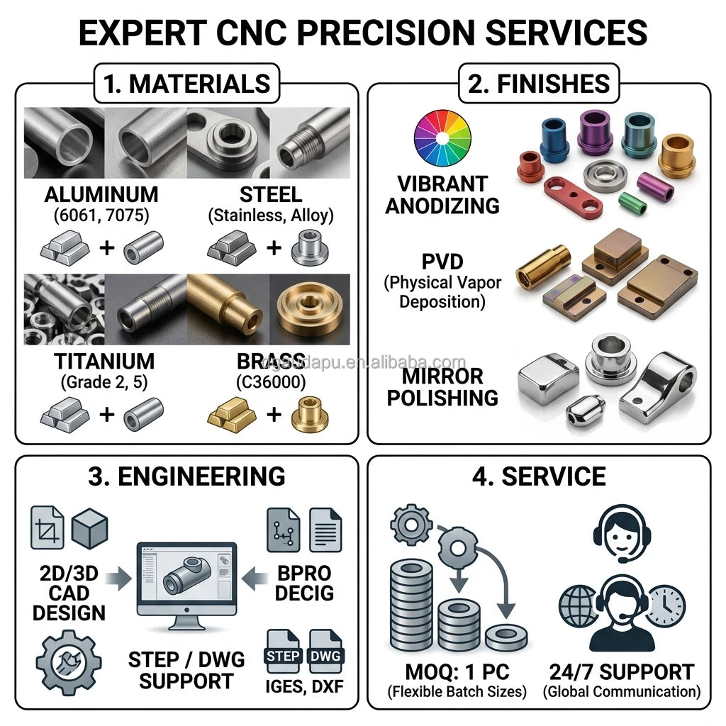 One-Stop CNC Machining Solution 3 Hours Quick Response Accurate Non-Standard Metal for STEP IGES Files Sandblasted Texture