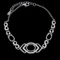 Sterling Silver 6*8+8*10mm Semi Mount Bracelet Empty Support Blank Setting S925 Base Holder Without Center Stone Inlay for DIY