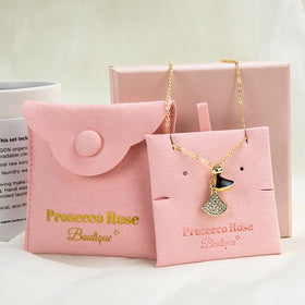 Luxury Custom Logo Microfiber Jewelry Pouch Pink Snap Button Suede Envelope Bag With Insert for Necklace Earring Ring 2026