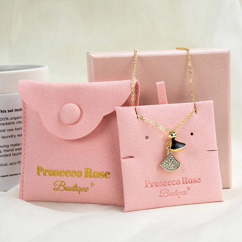 Luxury Custom Logo Microfiber Jewelry Pouch Pink Snap Button Suede Envelope Bag With Insert for Necklace Earring Ring 2026
