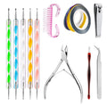 11-Piece Professional Nail Art Tool Kit Manicure/Pedicure Set Dust Brush Dotting Pen Stripping Line Cuticle Nipper UV/Gel Polish
