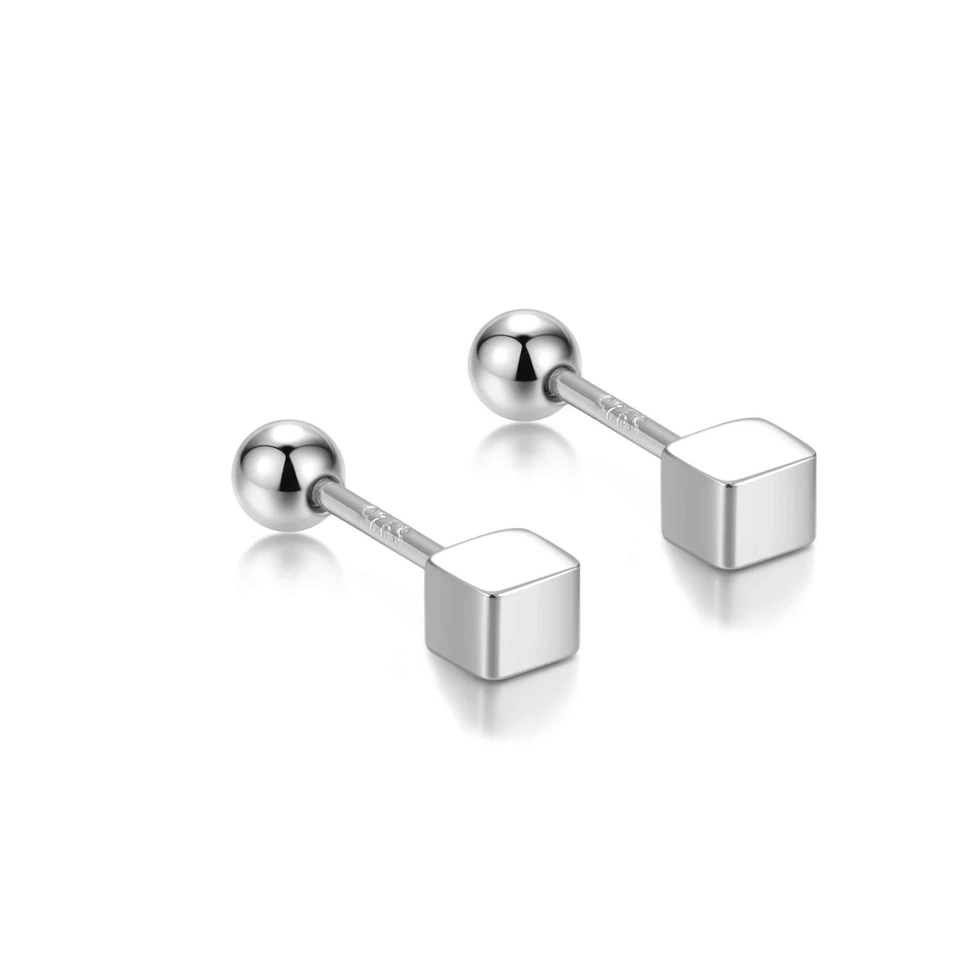 Fashion Simple Stud 925 Sterling Silver Geometric Square Block Screw Back Earrings Set for Women Fine Jewelry Wholesale