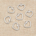 30pcs 17x17mm Antique Silver Plated Hollow Heart Handmade Charms Pendant:DIY Jewelry Making Supplies for Bracelet Necklace