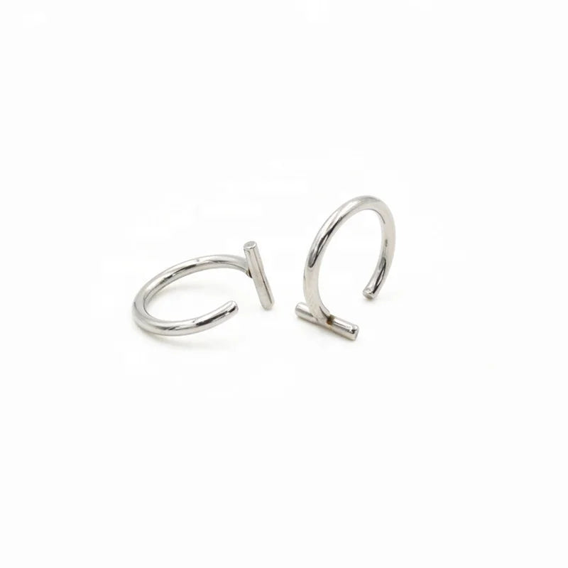 Stainless Steel None Pierced Nose Ring Faux Piercing Jewelry Fake Nose Septum Ring loop Lip Ring
