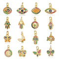 Beimai OEM Classic Children's Charms for Jewelry Making Butterfly Tree of Life Palm Eye Copper Zircon DIY Jewelry Accessories