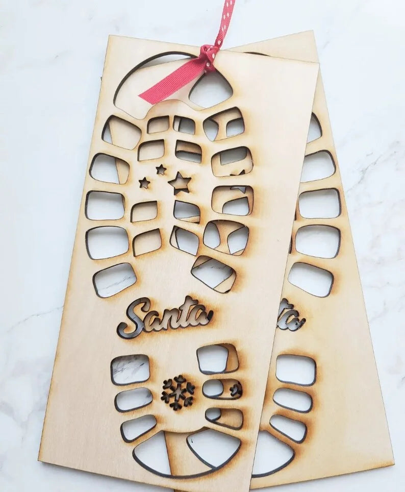 Santa Boot Print Wood Stencils Santa Foot Prints for Christmas Decoration Holiday Gift